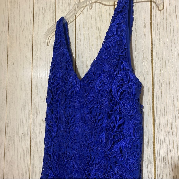 Lauren Ralph Lauren Royal Blue Midi Lined Floral Lace Cocktail Dress - Picture 2 of 14